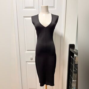 Faith Connexion Black Sleeveless V-Neck Midi Dress